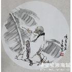 黄艺冰 扇面小品《怀素书蕉》 类别: 中国画/年画/民间美术